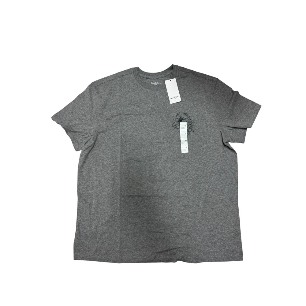 Goodfellow‎ & Co Mens XL Heathered Gray Floral Graphic Short Sleeve T-Shirt NWT